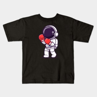 Cute Astronaut Boxing Cartoon Kids T-Shirt